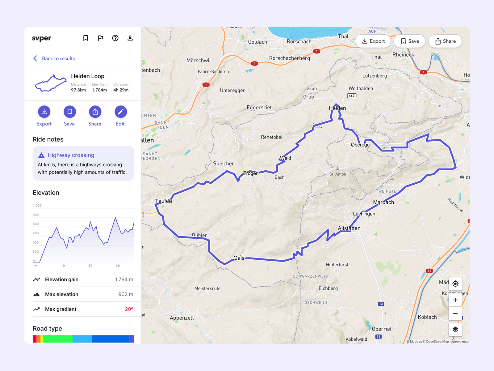 Svper cycling app screen 1